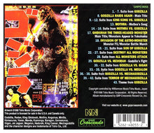 Load image into Gallery viewer, Back cover of a vinyl record with Godzilla artwork and track list