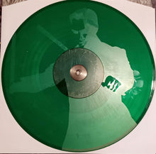 Cargar imagen en el visor de la galería, Green vinyl record with a metallic center on a white background