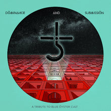 Charger l'image dans la galerie, Album cover for 'Dominance and Submission: A Tribute To Blue Öyster Cult' featuring a black cross symbol with a hook through it, set against a stylized representation of a cityscape at night.