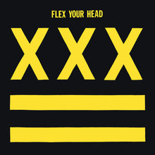 Cargar imagen en el visor de la galería, Black background with yellow text 'Flex Your Head' and 'XXX'.