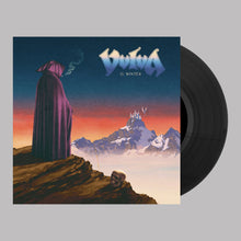 Charger l'image dans la galerie, Vinyl record with a cover featuring a person in a purple cloak and a mountain landscape, titled 'Dvulva'.