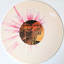 Load image into Gallery viewer, Vinyl record with a pink and orange splatter design on a white background