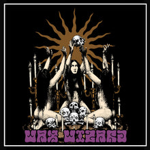 Cargar imagen en el visor de la galería, Album cover for 'Wax Wizard' with a central figure holding skulls, surrounded by candles and a sun-like design.