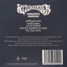 Charger l'image dans la galerie, Back cover of a music album with text and tracklist on a dark background