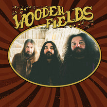 Charger l'image dans la galerie, Album cover for 'Wooden Fields' with three band members and a vintage design.