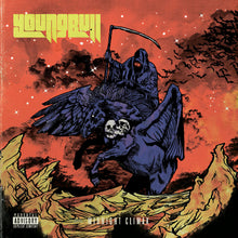 Load image into Gallery viewer, CD cover art for Young Bull's album Midnight Climax featuring a digital illustration of a character with wings and a skull face against a red and orange background with stars.