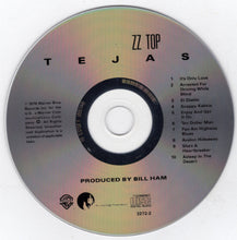 Cargar imagen en el visor de la galería, CD disc of ZZ Top's 'Tejas' with tracklist and production credits on a white background
