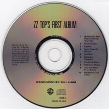 Charger l&#39;image dans la galerie, CD with &#39;ZZ Top&#39;s First Album&#39; text and tracklist on a white background