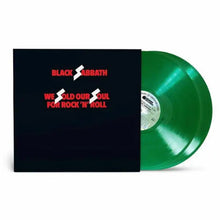 Cargar imagen en el visor de la galería, Green vinyl record with Black Sabbath album cover on a white background