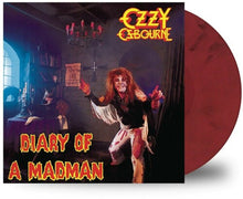 Charger l&#39;image dans la galerie, Red/black swirl vinyl showing from the side of the front cover of Ozzy Osbourne - Diary Of A Madman over a white background