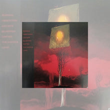 Load image into Gallery viewer, Album back cover artwork featuring a surreal scene of a glowing cube-like structure hovering above a barren landscape, supported by thin tree-like trunks. The sky is dark and filled with red mist or smoke, creating an eerie atmosphere. A tracklist appears in small red text along the left side.