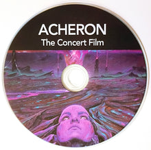 Load image into Gallery viewer, Blu-ray disc labeled “ACHERON: The Concert Film,” featuring psychedelic artwork of a glowing purple face looking upward beneath a surreal cosmic landscape with pink and blue tones and distant tower-like structures.