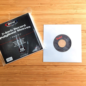BCW:  7 Inch Record Paper Inner Sleeves - Polylined - With Hole - White